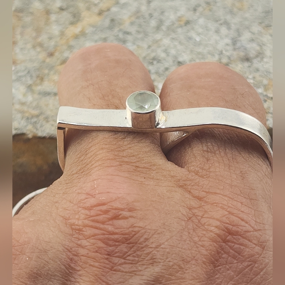 PERHNITE DOUBLE RING HANDMADE IN STERLING SILVER SIZE 9 & ADJUSTABLE